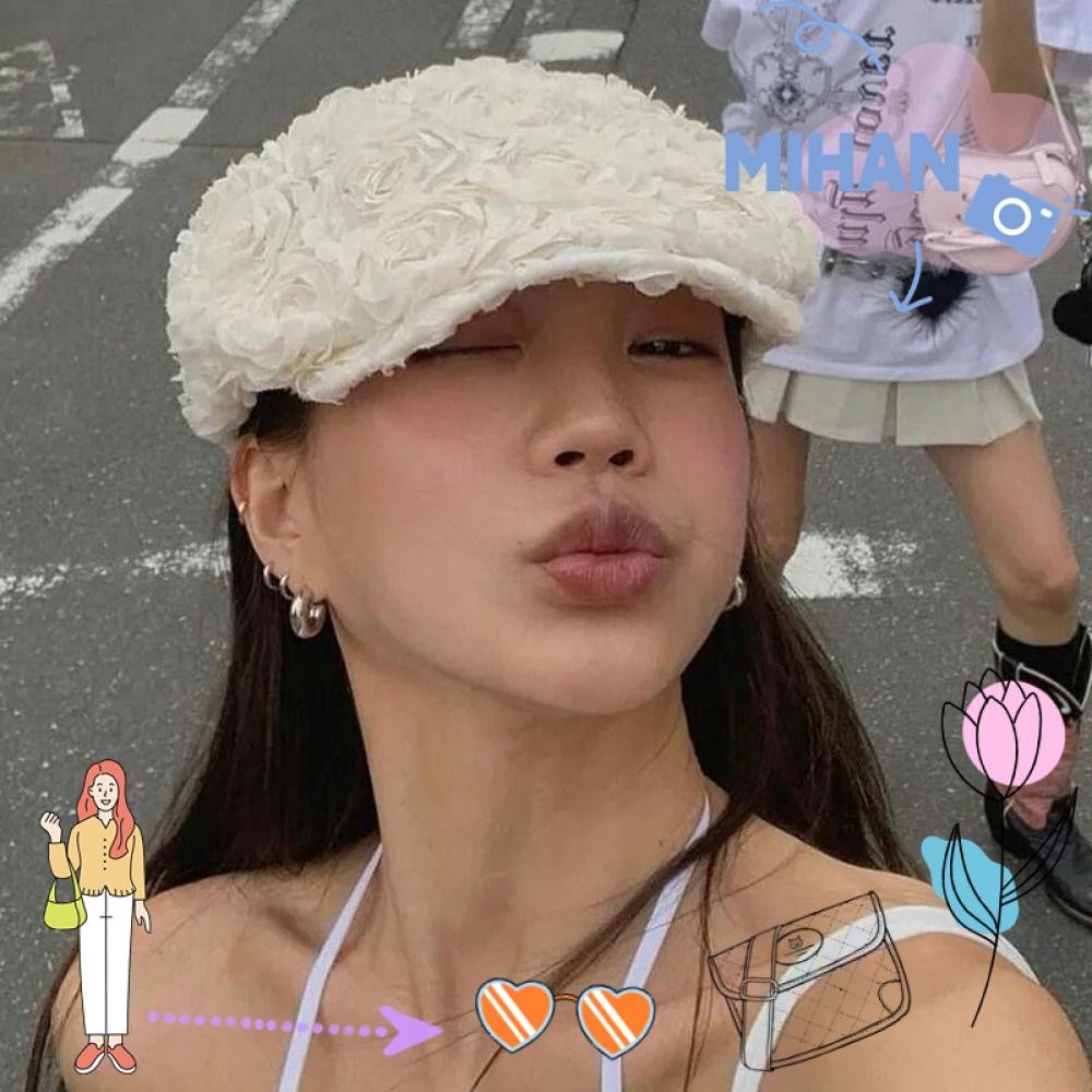 เดือน ดอกกุหลาบ ดอกไม้หมวกเบเร่ต์,ย้อนยุคเกาหลีบาง หมวกไหมพรม หมวก, ฤดูใบไม้ผลิฤดูร้อนระบายอากาศแปดเหลี่ยมหมวกจิตรกรศิลปินหมวก