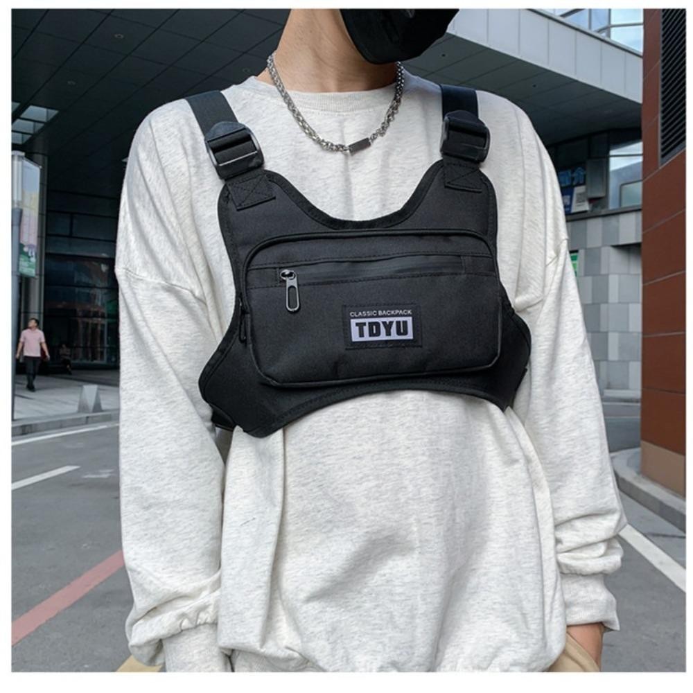 Uumir กระเป๋าคาดหน้าอกเสื้อกั๊กฮิปฮอป, กระเป๋าเสื้อกั๊กกีฬาความจุสูงซิป, กระเป๋าคาดหน้าอกทรงกลมทนน้ําอเนกประสงค์