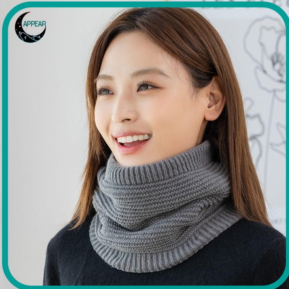 Appear ฤดูหนาวคออุ่น, Thicken Plush Soft ถักผ้าพันคอ, Casual สีทึบขี่จักรยาน Face Windproof ความร้อนคอ Gaiter