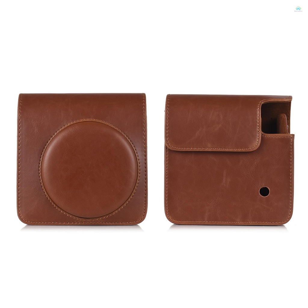 Yb2 เคสกล้อง Instant Camera Storage Case กระเป๋ากล้องหนัง PU หัวเข็มขัดแม่เหล็กพร้อมสายคล้องไหล่เข้ากันได้กับ Fujifilm Instax Square SQ40/ SQ1