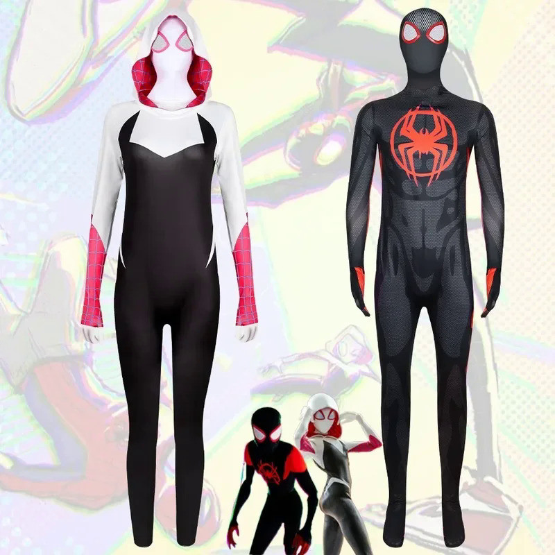Kids Aldult Spiderman Jumpsuit Miles Morales Cosplay Costume Spider Man Into The Spider Verse Gwen S