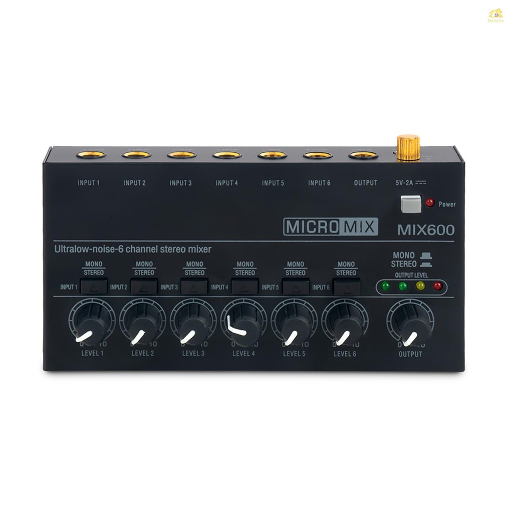 เครื่องผสมเสียงขนาดเล็กเครื่องผสมสายสเตอริโอสําหรับ Sub-Mixing Ultra Low-Noise 6-Channel สําหรับกีตา