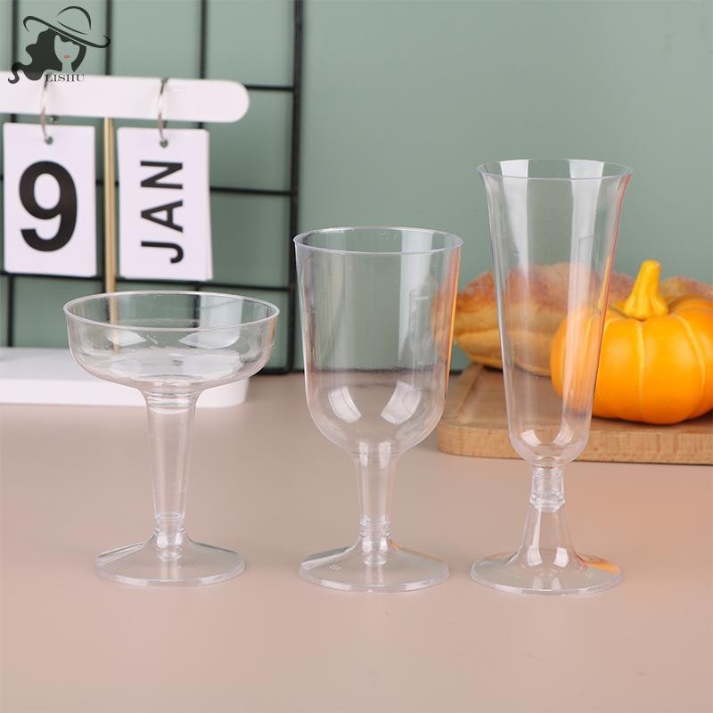 Lishu 10 ชิ้นพลาสติกใสแชมเปญค็อกเทลบาร์ถ้วย Toasg แว่นตา Drinkware สําหรับวันเกิดงานแต่งงานครบรอบเทศกาล th