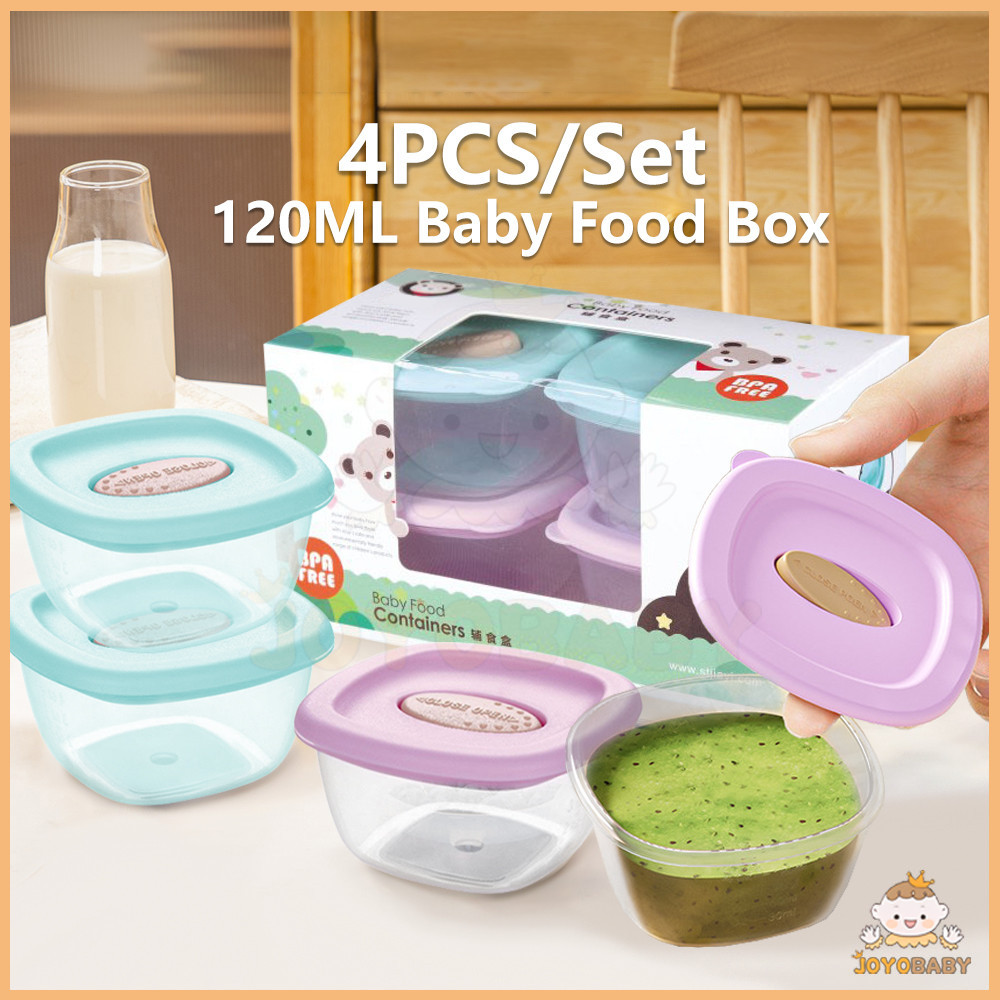 JOYOBABY กล่องข้าว กล่องเก็บอาหารสูญญากาศ กล่องอาหาร กล่อง ถ้วยเก็บอาหารสำหรับเด็ก กระปุกใส่อาหาร เซต4ใบ