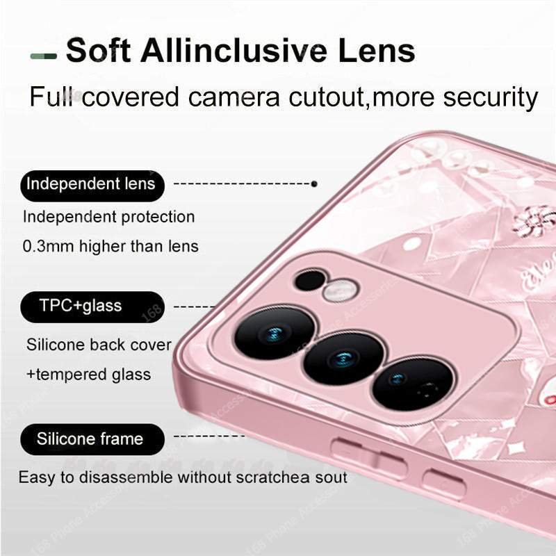 เคส Vivo V60 V50 V40 V50 Lite Y200 V30 V29 5G เคส Vivo V40 Pro เคสกันกระแทกน่ารักหรูหราแวววาวหงส์พร้อมฝาครอบกล้องเลนส์ป้องกันของเหลวแก้วโทรศัพท์สําหรับสาวผู้หญิง - รูปที่ 6