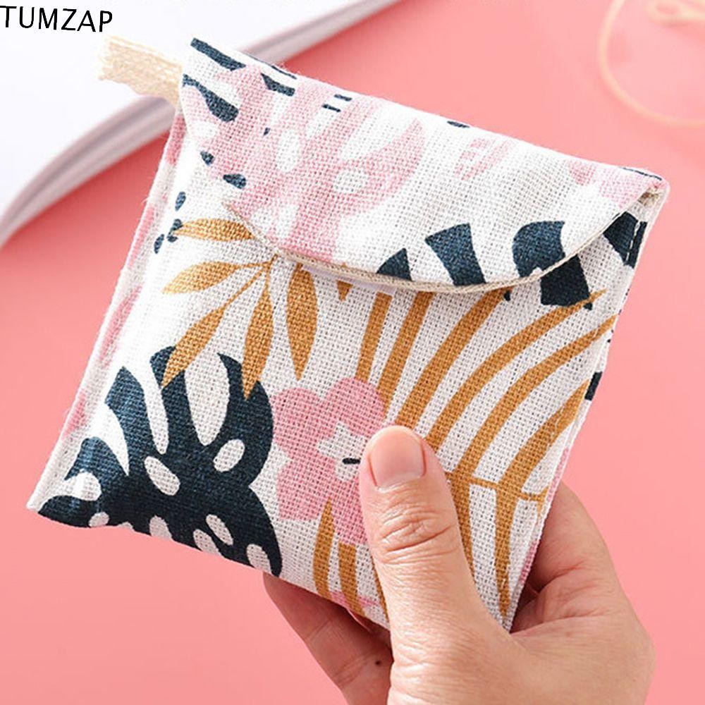 Tumzap ผ้าอนามัยถุงเก็บการ์ตูนโพลีเอสเตอร์กระเป๋าใส่เหรียญกระเป๋าบัตรเครดิตจิปาถะกระเป๋าใส่เหรียญผ้าเช็ดปาก