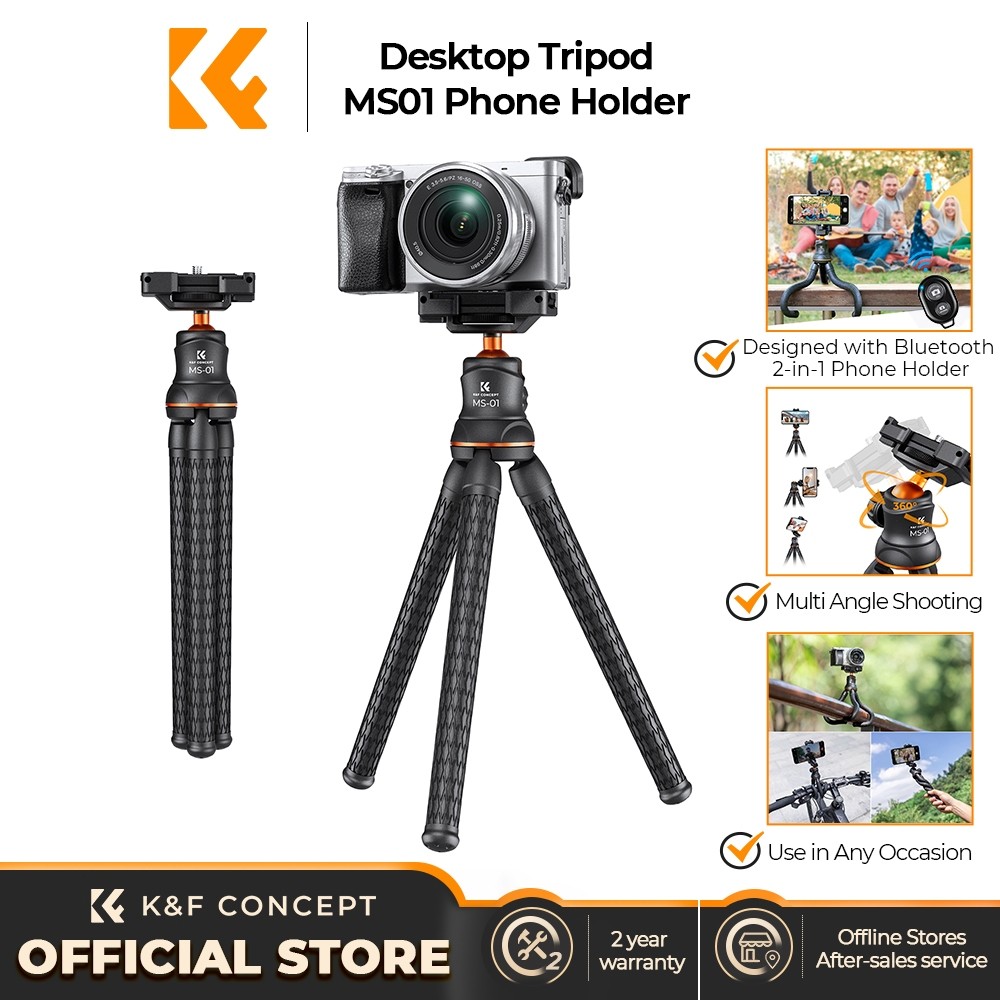 K&F CONCEPT Bluetooth Remote Selfie Stick for Mobile - ขาตั้งกล้องแบบพกพา GOPRO และกล้อง DSLR