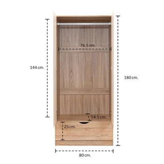SB Design Square ตู้เสื้อผ้าบานเปิด ขนาด 80 ซม. รุ่น Havin สีขาว (80x58x180 ซม.) แบรนด์ KONCEPT FURNITURE
