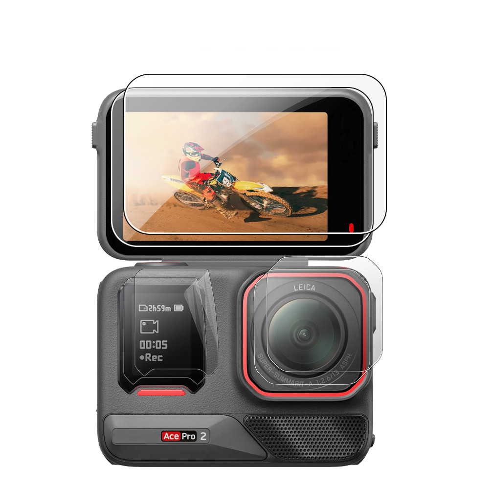 เลนส์ป้องกันหน้าจอสําหรับ Insta360 Ace Pro 2,ฟิล์มเลนส์กระจกนิรภัยป้องกัน,ฝาครอบเลนส์ป้องกัน Anti-Scrach Anti-Bubble