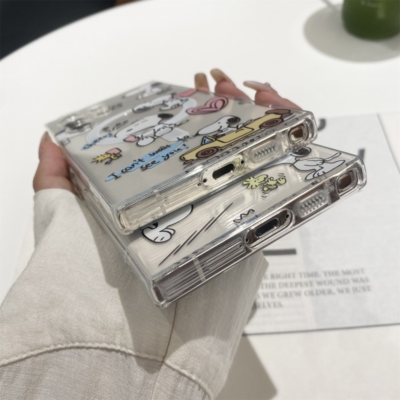 สําหรับ Samsung S24 Ultra A05 A05S A15 A35 A55 การ์ตูนแว่นตากันแดด Snoopy เคสโทรศัพท์สําหรับ Samsung S23 Plus S22 Ultra S21 FE หมายเหตุ 20 10 แม่เหล็กดึงดูดซิลิคอนสีดําฝาครอบ - รูปที่ 2