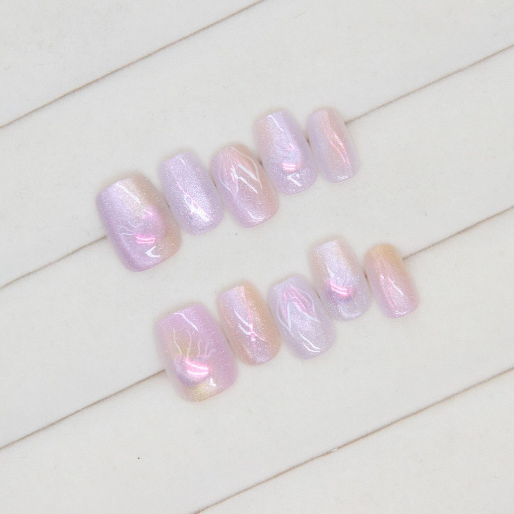 10ชิ้นแมวตาที่ทําด้วยมือกดบนเล็บเงาเล็บปลอมที่มีวุ้นสติ๊กเกอร์ FM033 ราคา ถูกที่สุด ดีลบีเคเค แกลเลอรีภาพที่ 3
