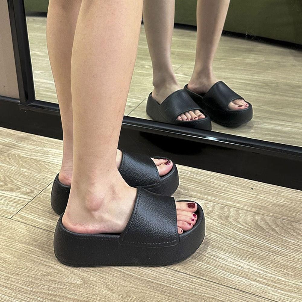 Apportunia รองเท้าแตะเปิดนิ้วเท้า, EVA Round Chunky Soft Chunky Walking รองเท้าแตะ, หมอนร้อนสไลด์ Casual Open Toe House รองเท้าผู้หญิง