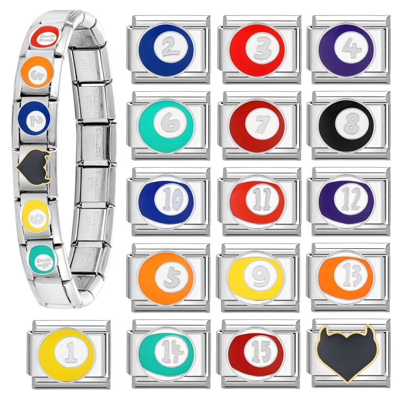 หมายเลขซีรีส์อิตาเลี่ยน Charm Links Fit 9 มม.สร้อยข้อมือสแตนเลส Diy เครื่องประดับทําอุปกรณ์เสริม Retro บุคลิกภาพโมดูลสร้อยข้อมืออุปกรณ์เสริม