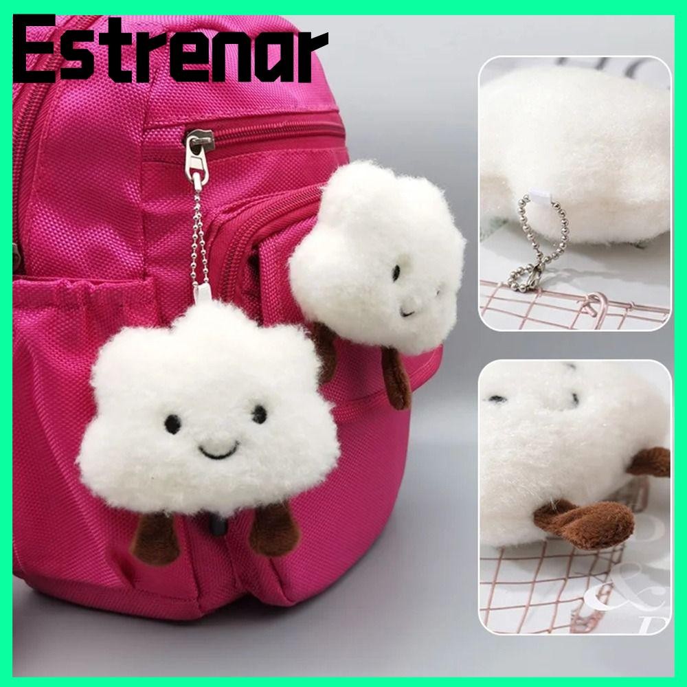 จี้เมฆ ESTRENAR จี้กระเป๋าผ้ากํามะหยี่นุ่ม ของเล่นยัดไส้น่ารัก เครื่องประดับแขวน พวงกุญแจคู่ อุปกรณ์เสริมกระเป๋า
