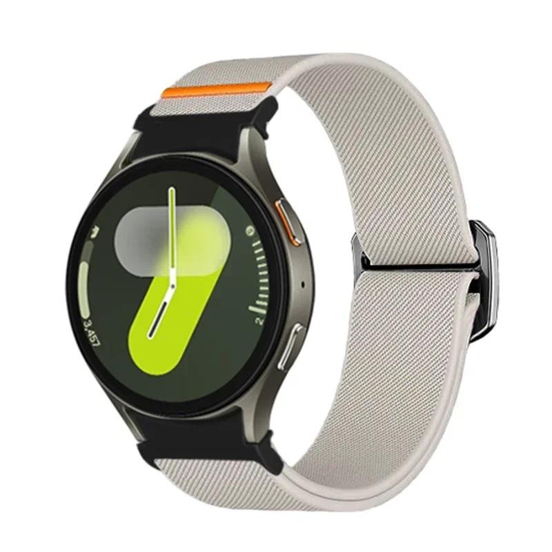 สําหรับ Samsung Galaxy Watch 7 FE 5 Pro 4 6 คลาสสิก 44 มม.40 มม.ไม่มีช่องว่างไนลอนถักสร้อยข้อมือกีฬา correa Galaxy นาฬิกา 7 สาย