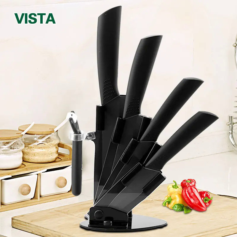 Kitchen knives Ceramic Knives Accessories set 3" Paring 4" Utility 5" Slicing 6" chef Knife+Holder+P