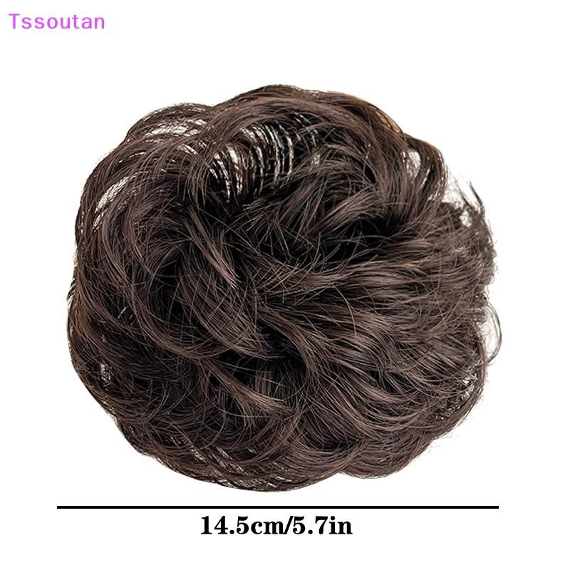 [TSST] ผมสังเคราะห์ Bun วิกผมสุภาพสตรีผมหางม้าต่อผม Scrunchie ยืดหยุ่น Meatball หัว Hairpieces Scrunchie Wrap ธรรมชาติ Realism TAN