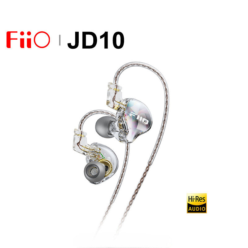 Fiio JD10 หูฟังอินเอียร์แบบมีสายเสียงความละเอียดสูงไฮไฟเบสหูฟังสเตอริโอเพลงกีฬาชุดหูฟัง