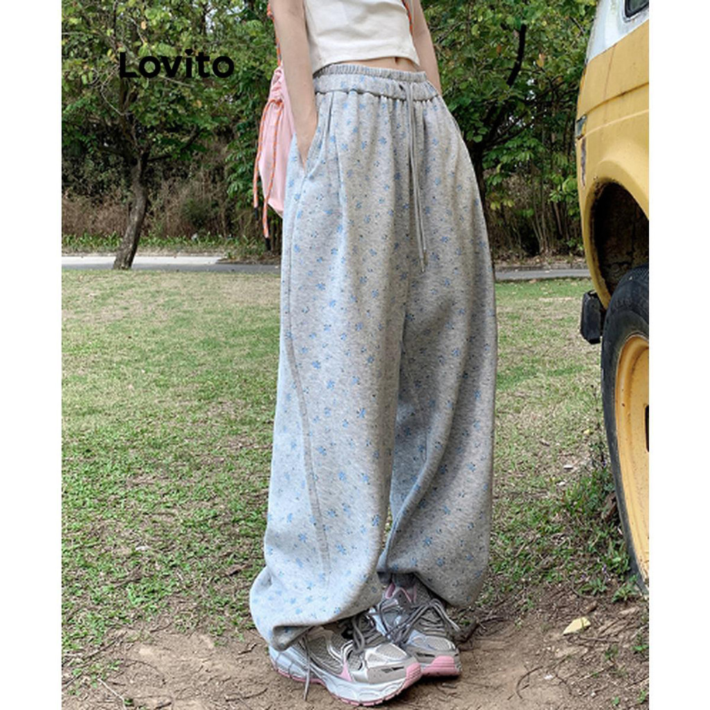 Lovito กางเกงลายธรรมดาสบาย ๆ สำหรับผู้หญิง LNA71275