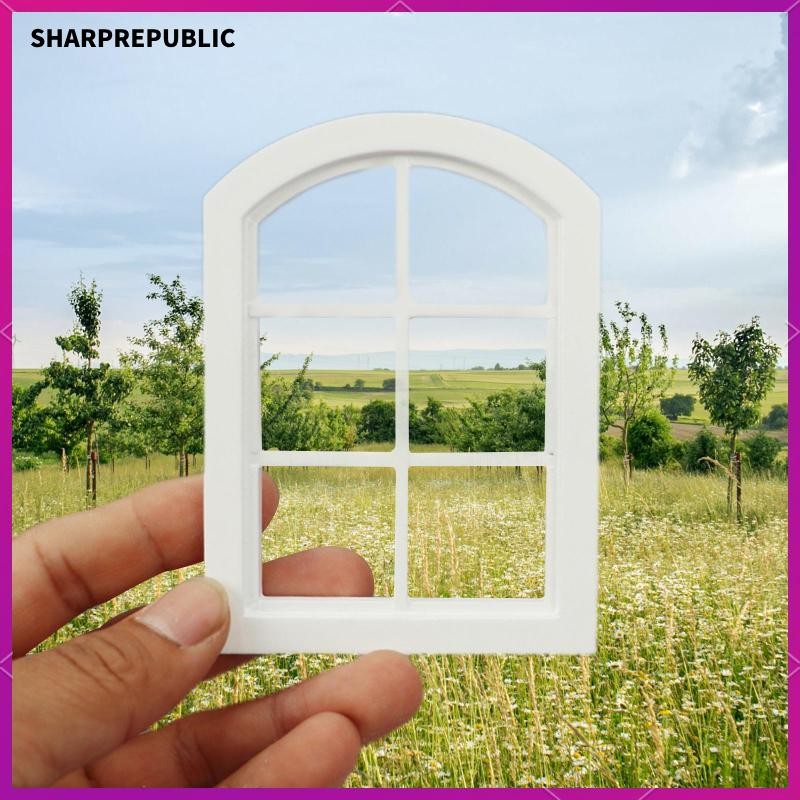 [Sharprepublic] กรอบหน้าต่างไม้จิ๋ว สเกล 1:12 6 บานพับ สําหรับบ้านตุ๊กตา