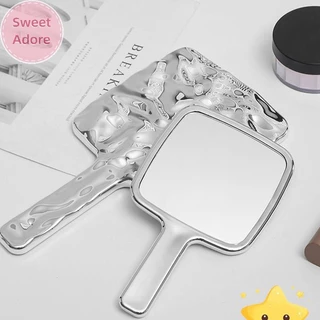 SweetAdore Liquid Shape Square Mirror Hand-Held Desktop Cosmetic Portable Makeup Mirror Travel Retro Style Beauty Mirror For Handbag TH