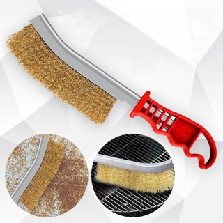 แปรงลวดทองเหลือง ขัดปัดสนิม ด้ามพลาสติก ​#AC-0001