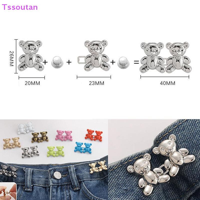 [TSST] 1 คู่หมีรูป Snap กางเกงหัวเข็มขัดปรับ Jean ปุ่มเอวหัวเข็มขัด Extender เปลี่ยนกางเกงยีนส์ปุ่ม Attier Pins TAN