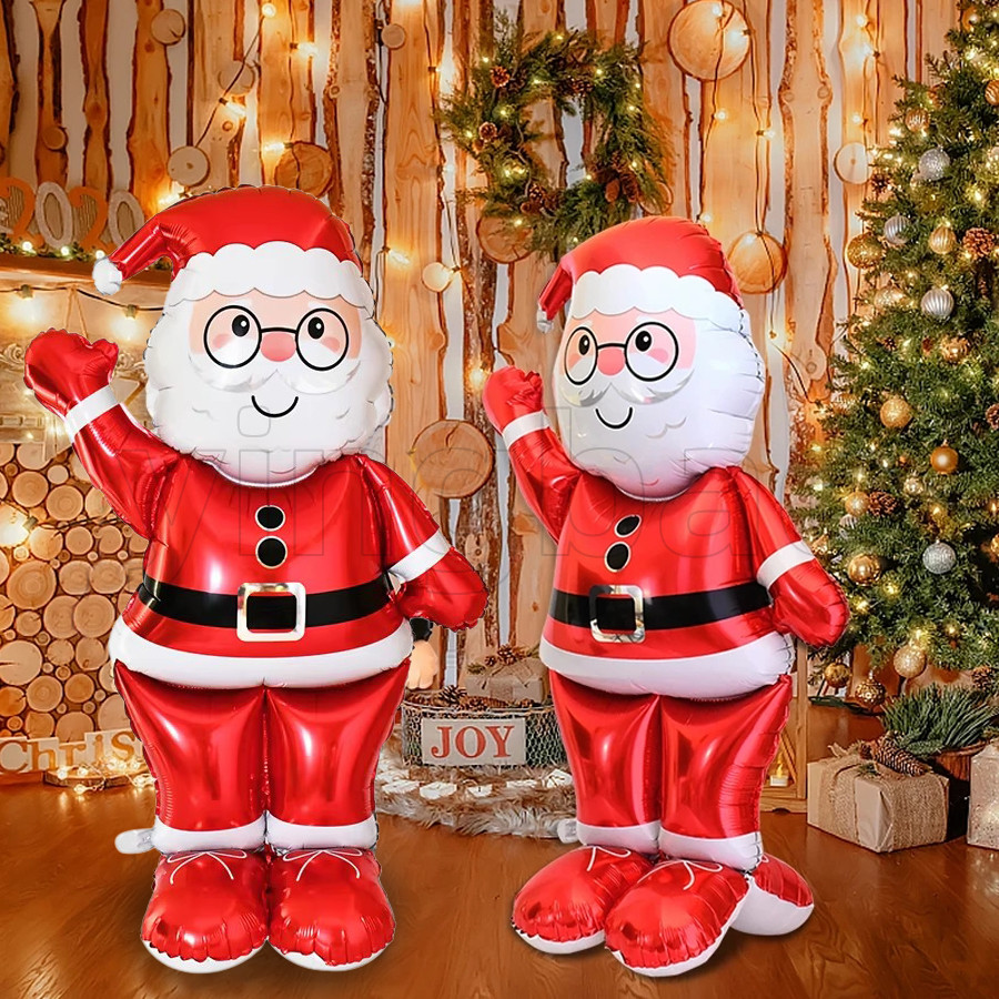 บอลลูนคริสต์มาสขนาดใหญ่ซานตาคลอสตกแต่งบอลลูนอลูมิเนียมฟอยล์บอลลูนสําหรับงานปาร์ตี้คริสต์มาสอุปกรณ์ตกแต่ง