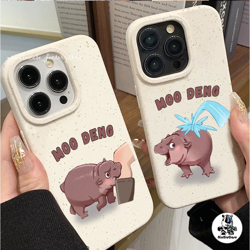 Moodengเคสไอโฟน11รูปแบบฮิปโปเคสไอโฟน For iPhone 11 14 15 12 13 16Pro Max X XS XR 7P 8P SE MINI ย่อยสลายได้ ป้องกันการตก