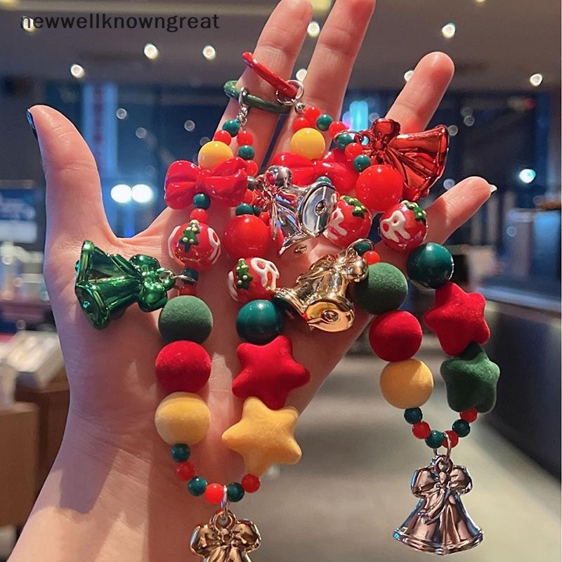 Newwellknowngreat Christmas Series Lanyard สําหรับโทรศัพท์ Anti-Lost สร้อยข้อมือสําหรับโทรศัพท์มือถือกรณีสายรัดข้อมือพวงกุญแจรถน่ารักโทรศัพท์ Charm CAD