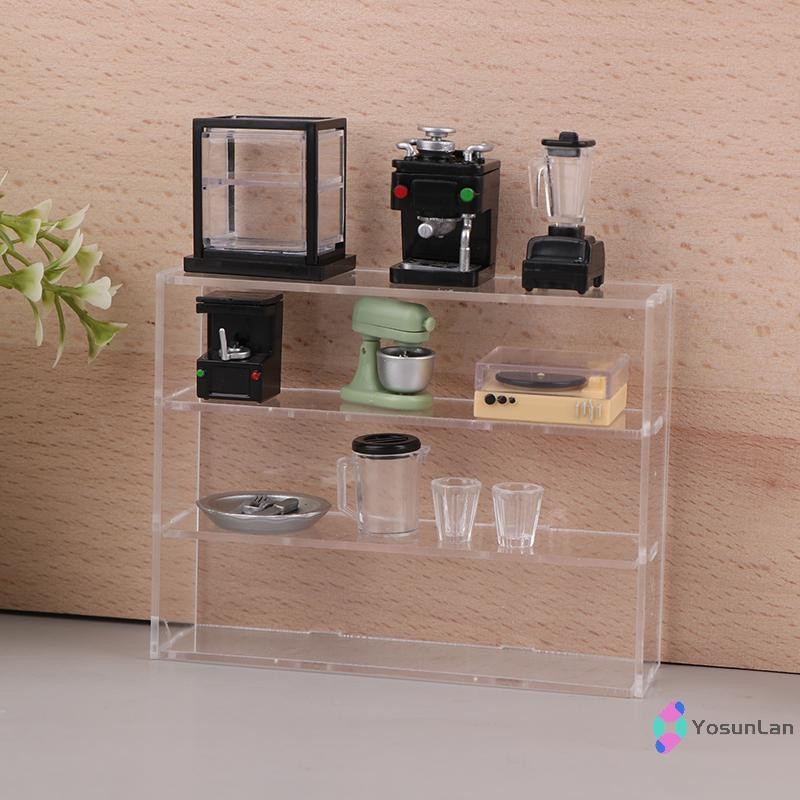 YosunLan] 1 ชิ้น Dollhouse Miniature เฟอร์นิเจอร์เครื่องชงกาแฟถ้วยกาแฟจัดเก็บชั้นวางจําลองตุ๊กตาตกแต่ง DIY ของเล่นบ้านตุ๊กตาใหม่