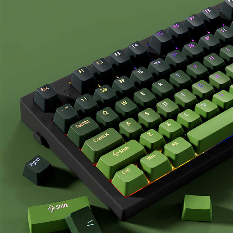 130 คีย์ Matcha Green Shine ผ่าน Keycaps OEM Profile Double Shot PBT Keycaps สําหรับ Cherry MX Switches คีย์บอร์ดเกม