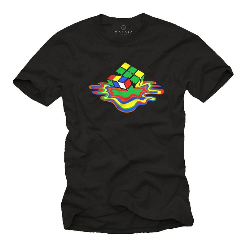 Big Bang Theory Shirt black Sheldon Rubiks ธรรมดา ใส่สบายๆ การ์ตูน สไตล์ สีขาว
