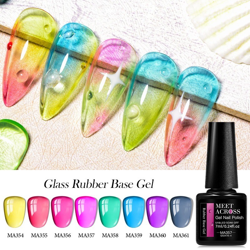 Meet ACROSS 7ml Jelly ฐานยางเจลเล็บ UV กึ่งถาวรเล็บเจลเคลือบเงา Soak Off เจลเคลือบเงาเล็บ