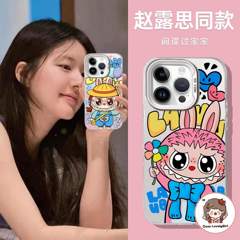 ส่งจากไทย สีชมพู Labubu เคส IPhone 16 11 15 14 13 Pro Max XR 13 12 Pro 7 8Plus SE X Xs Max Hard Case