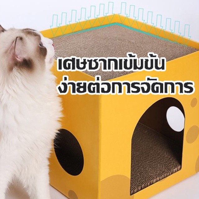 ที่ลับเล็บแมว ที่ลับเล็บชีส บ้านแมว ที่นอน ของเล่นแมว ลับเล็บได้  2 ชั้น ราคา ถูกที่สุด ดีลบีเคเค แกลเลอรีภาพที่ 3