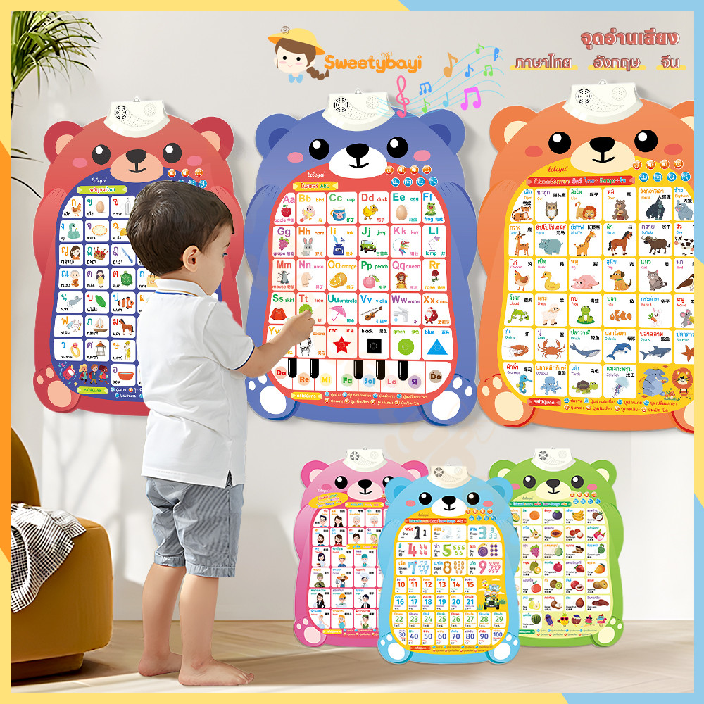 SWEETYBABI โปสเตอร์มีเสียง โปสเตอร์สอนคำศัพท์ เสริมทักษะการเรียนรู้ โปสเตอร์พูดได้ เรียนคำศัพ ของเล่นเสริมพัฒนาการเด็ก