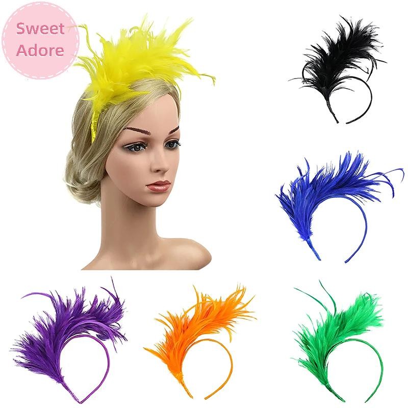Sweetadore Feather 1920s Mardi Gras Flapper Feather Flapper Headpiece Burlesque Headpiece With Feathers TH