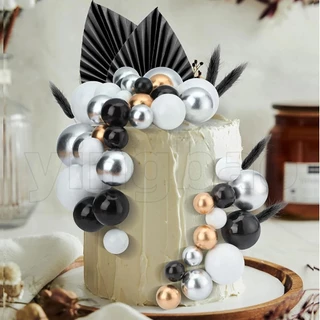 20 ชิ้น/เซ็ต Ball เค้ก Toppers สีชมพูสีขาว Pearl Balls Cupcake Topper ธงคริสต์มาส Gold Silvers ลูกเด็กวันเกิดงานแต่งงานวันวาเลนไทน์ตกแต่ง Baby Shower