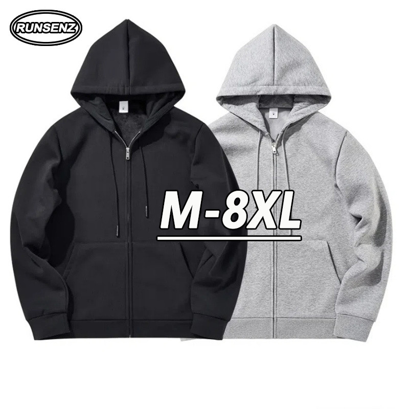 5xl-8xl เกาหลีธรรมดา Hooded เสื้อกันหนาวผู้ชาย Oversize ลําลองหลวมแขนยาว Plus ขนาด Hoodie