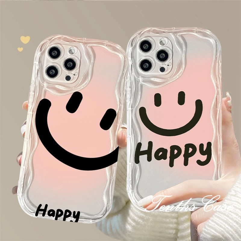 สําหรับ Huawei Nova 7 8 9 10 11 5T 7i P30 P40 P50 P60 Pro Mate 50 40 30 Pro 5G Simple Happy Smile กันกระแทก 3D Wave Edge เคสโทรศัพท์ Soft Cover