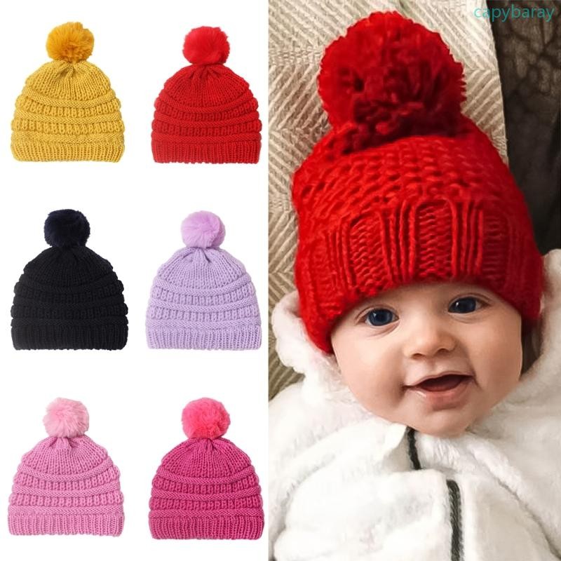 Cpy Unisex ทารกแรกเกิด Pom Pom Beanies หมวกนุ่มสบายหมวกฤดูหนาวเด็กทารกถักหมวกเด็กวัยหัดเดินฝักบัว