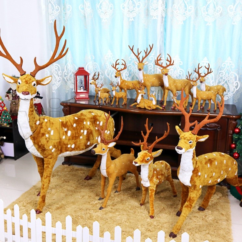 35 ซม.ขนาดใหญ่คริสต์มาส Reindeer ตุ๊กตา Flocking Reindeer คริสต์มาสตกแต่งตาราง Xmas Elk รูปปั้นสําหรับฤดูหนาว Xmas Party Shop หน้าต่างตู้โชว์เครื่องประดับตกแต่ง