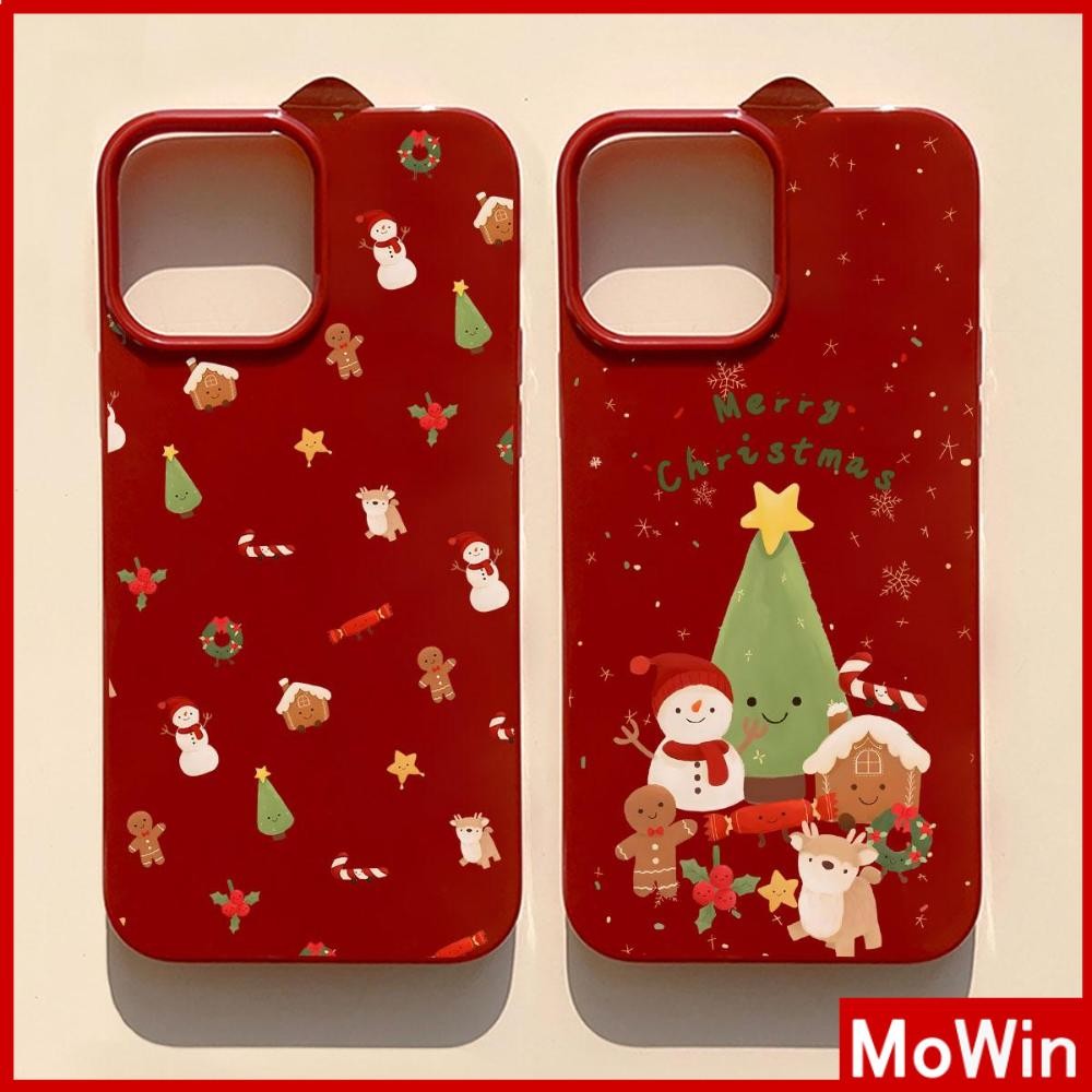 Mowin - สำหรับ iPhone 16 Pro Max เคส ไอโฟน สีดำมัน TPU ซอฟท์เคส กันกระแทกกล้องป้องกัน คริสมาสน่ารัก เข้ากันได้กับ iPhone 15Pro max 14 13 12 Pro Max 11 XR XS Max 7 8 Plus4