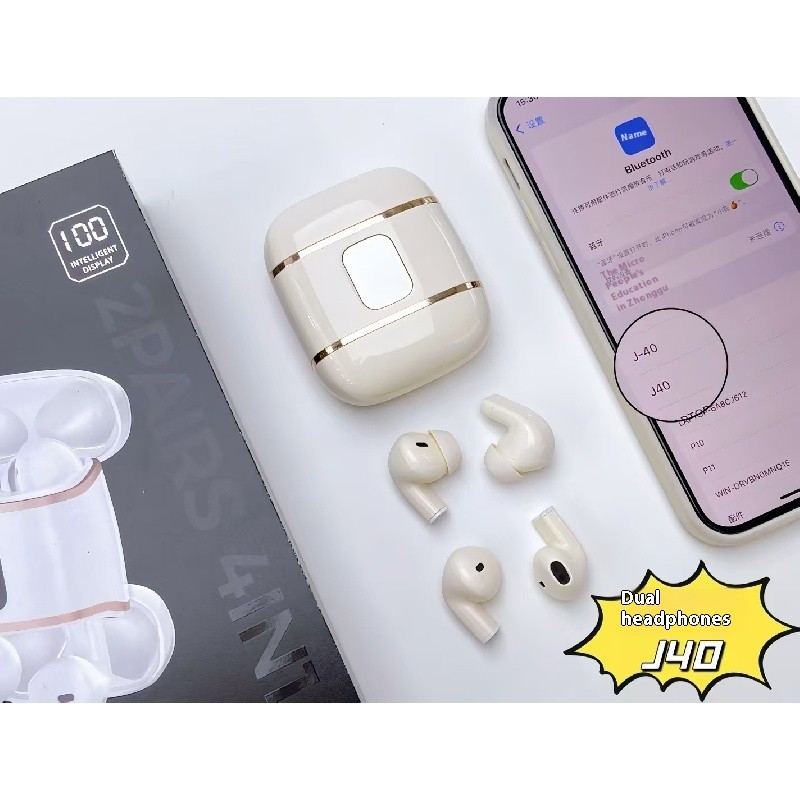 หูฟังบลูทูธไร้สาย 4 หูฟัง J40 กีฬา Esports หูฟัง TWS ที่จัดเก็บยาวพิเศษ