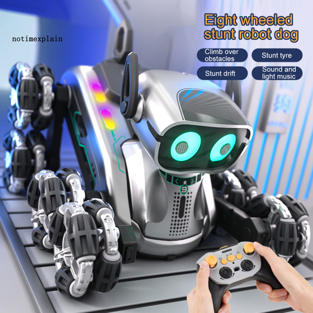 Nta Stunt Robot Puppy Stunt Drift Robot Dog Rc Robot Dog Toy with Light Music Gesture Sensing Education Stunt Puppy for Kids Electric Remote Control Pet for Fun for Smooth
