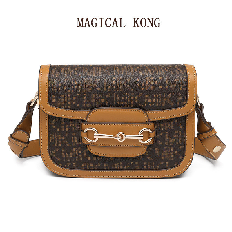 MK ใหม่กระเป๋าทรงสี่เหลี่ยมใบเล็กหนังแท้กระเป๋าหัวเข็มขัดลายม้ากระเป๋าถือหรูหราเบาๆของขวัญวันเกิดกระ