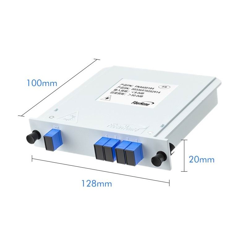 Fiberhome 1-2 1-4 1-8 1-16 SC UPC Optical Fiber PLC Splitter Cassette กล่อง Plug-in Type Optical Splitter ทั้งหมดสีฟ้า