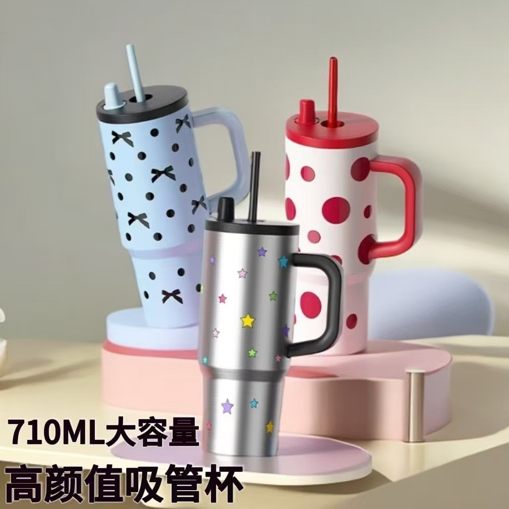 Pick-up Straw Thermos Cup ความจุขนาดใหญ่ 316 ถ้วยน้ําสแตนเลสมูลค่าสูงสาวเก็บเย็นรถ Ice Master Cup
