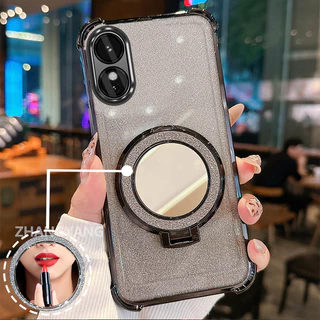สําหรับ OPPO reno 8T 4G reno 8T 5G สี่มุม anti drop electroplated glitter เคสโทรศัพท์พร้อมคุณสมบัติความงามและวงเล็บกระจก TPU soft case